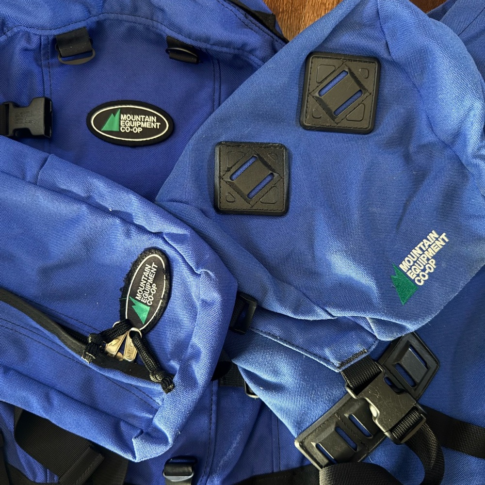 BUNDLE of Vintage MEC Blue Hiking Backpacks - 3 Packs